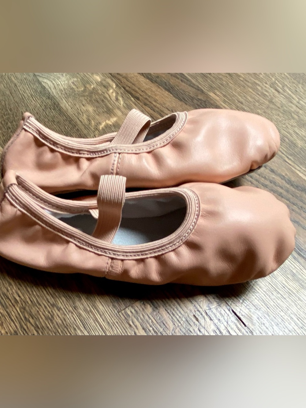 Girls Leather Pink/nude Ballet Flats with Elastic Strap
